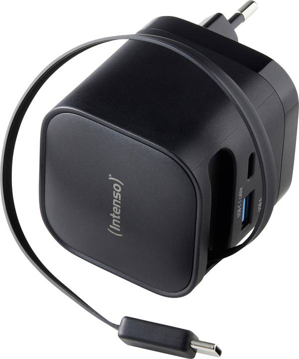Intenso Intenso Power Adapter W65ACIC GaN black USB Ladegerät 65 W 1x USB-C® Quick Charge 4.0 Schwarz Steckdose