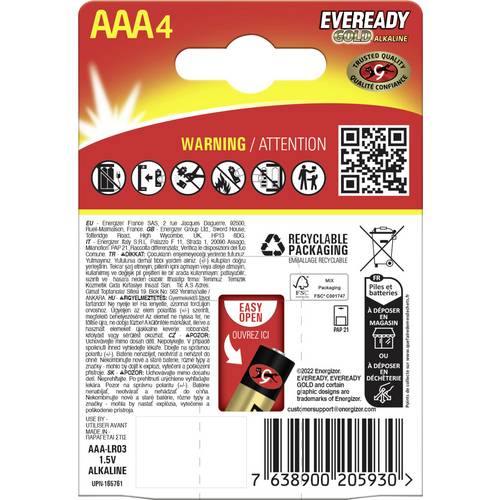 Eveready E304397101 Micro (AAA)-Batterie 1.5 V 4 St.