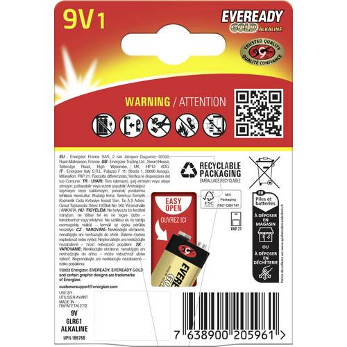 Thumbnail - Eveready E304396500 9 V Block-Batterie 9 V 1 St.