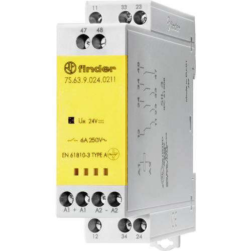 Finder 7S.63.9.024.0211 Koppelrelais Nennspannung: 250 V Schaltstrom (max.): 6 A 2 Schließer, 1 Öffner 1 St.