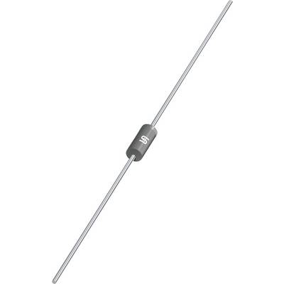 Eine graue Diode mit zwei Metallanschlüssen, die sich von jedem Ende erstrecken, wird in elektronischen Schaltungen verwendet, um Strom nur in eine Richtung fließen zu lassen.