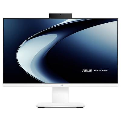 Ein schlanker Asus-Computermonitor mit modernem Design, mit einem breiten Bildschirm und dünnem Rahmen, auf dem ein dunkler abstrakter Hintergrund angezeigt wird.