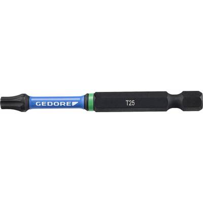 Sechskant-Schraubendreherbit mit "Gedore"-Logo, Größenkennzeichnung T25, blauem Griff und schwarzer Spitze, entwickelt für sichere Passung in Schrauben.