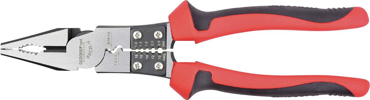 Ein rotes, gittermustertes Handwerkzeug mit integrierter Wasserwaage, entworfen für Stabilität bei Bau- oder Reparaturaufgaben.