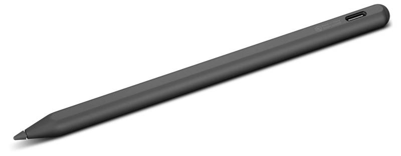 Schwarzer Stylus-Stift diagonal auf weißem Hintergrund dargestellt.