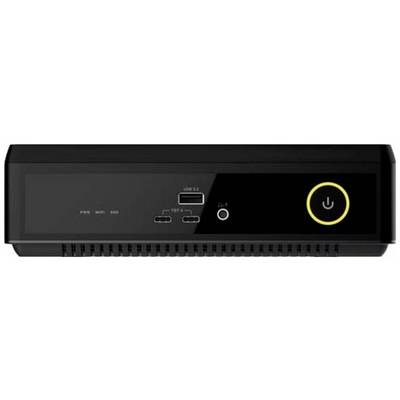 Ein schwarzes Desktop-Computergehäuse mit einem Netzschalter, USB-Anschlüssen und Kontrollleuchten auf der Frontblende.