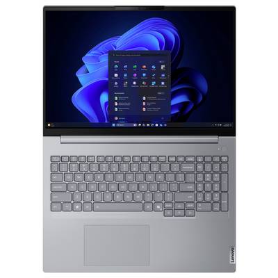 Ein silberner Laptop mit einer Windows-Betriebssystem-Benutzeroberfläche und geöffnetem Startmenü. Das Markenlogo ist unten rechts sichtbar.