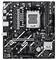 ASUS PRIME B640M-K Motherboard mit PCIe-Steckplätzen, RAM-Steckplätzen und Anschlüssen für Konnektivität und Komponenten. Schwarz mit silbernen Akzenten.