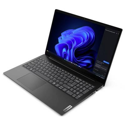 Seitenansicht eines geschlossenen schwarzen Laptops mit sichtbaren Anschlüssen entlang der linken Kante und einem erhöhten hinteren Scharnier auf der rechten Seite.
