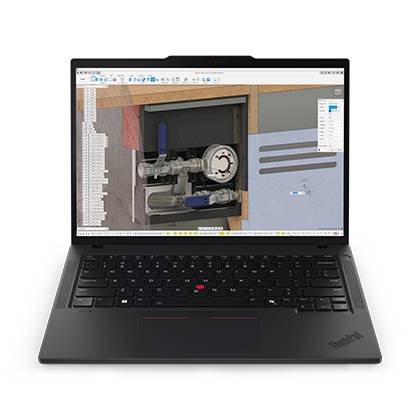 Ein Laptop, auf dessen Bildschirm eine 3D-Modellierungssoftware mit einer detaillierten mechanischen Komponente angezeigt wird, wobei Design und technische Anwendung hervorgehoben werden.