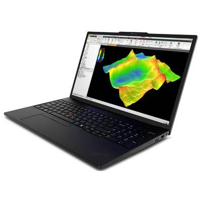 Ein schwarzer Laptop, auf dessen Bildschirm eine bunte 3D-Datenvisualisierung angezeigt wird, die digitale Datenanalyse oder Designarbeit darstellt.