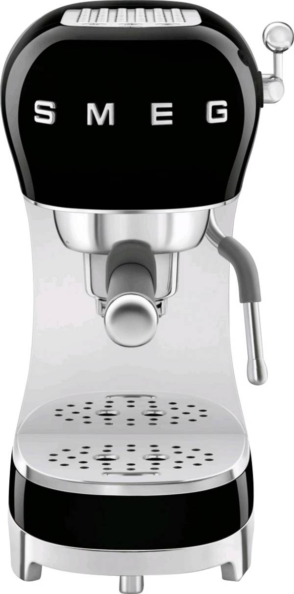 SMEG Siebträgermaschine 50's Style ECF02BLEU Schwarz Schwarz 1350 W mit Milchaufschäumdüse