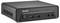 Ein kompakter schwarzer Mini-PC mit dem Markennamen „Shuttle" auf der Vorderseite, ausgestattet mit einem Netzschalter, zwei USB-Anschlüssen und Audioanschlüssen.