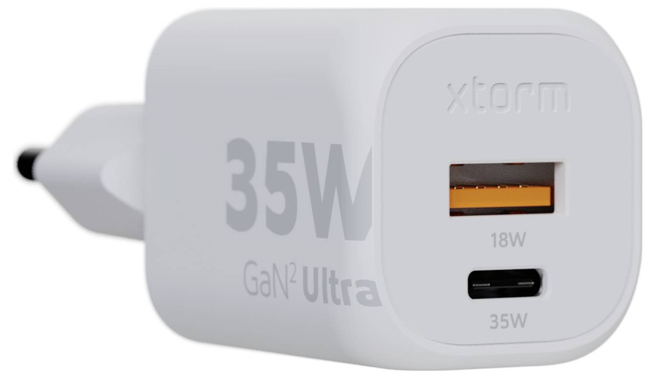 XTORM Ultra Wall USB Ladegerät 35 W 1x USB-C®, 1x USB-A Quick Charge 3.0 Weiß GaN-9