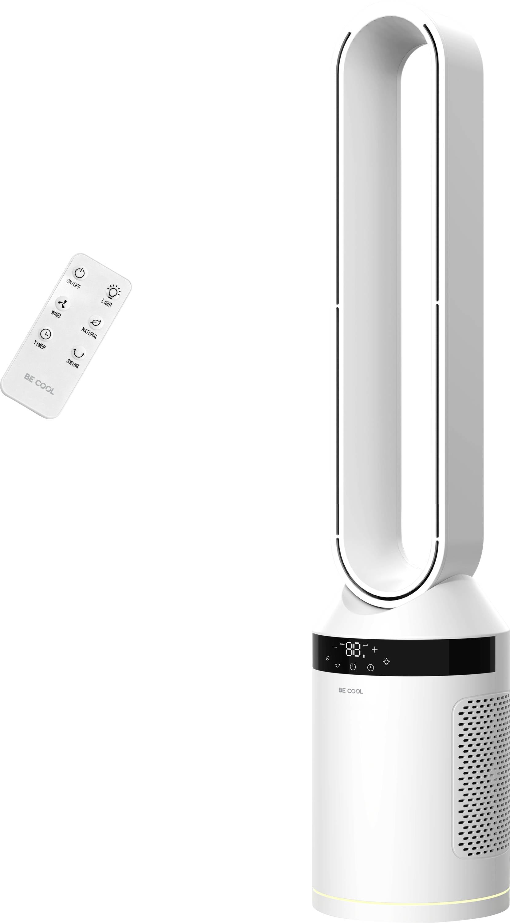 Be Cool Turmventilator 40 W mit Beleuchtung, mit Fernbedienung, Oszillierend, Timer