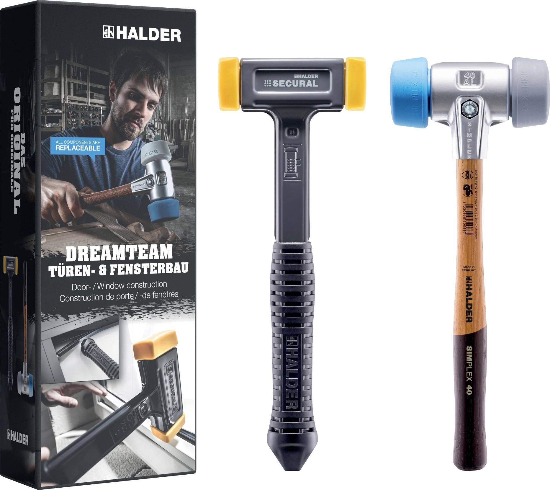 Halder Aktionsbox Dreamteam 3113s003 Hammer-Set mittelhart, weich 1650 g 135 mm 2 St.