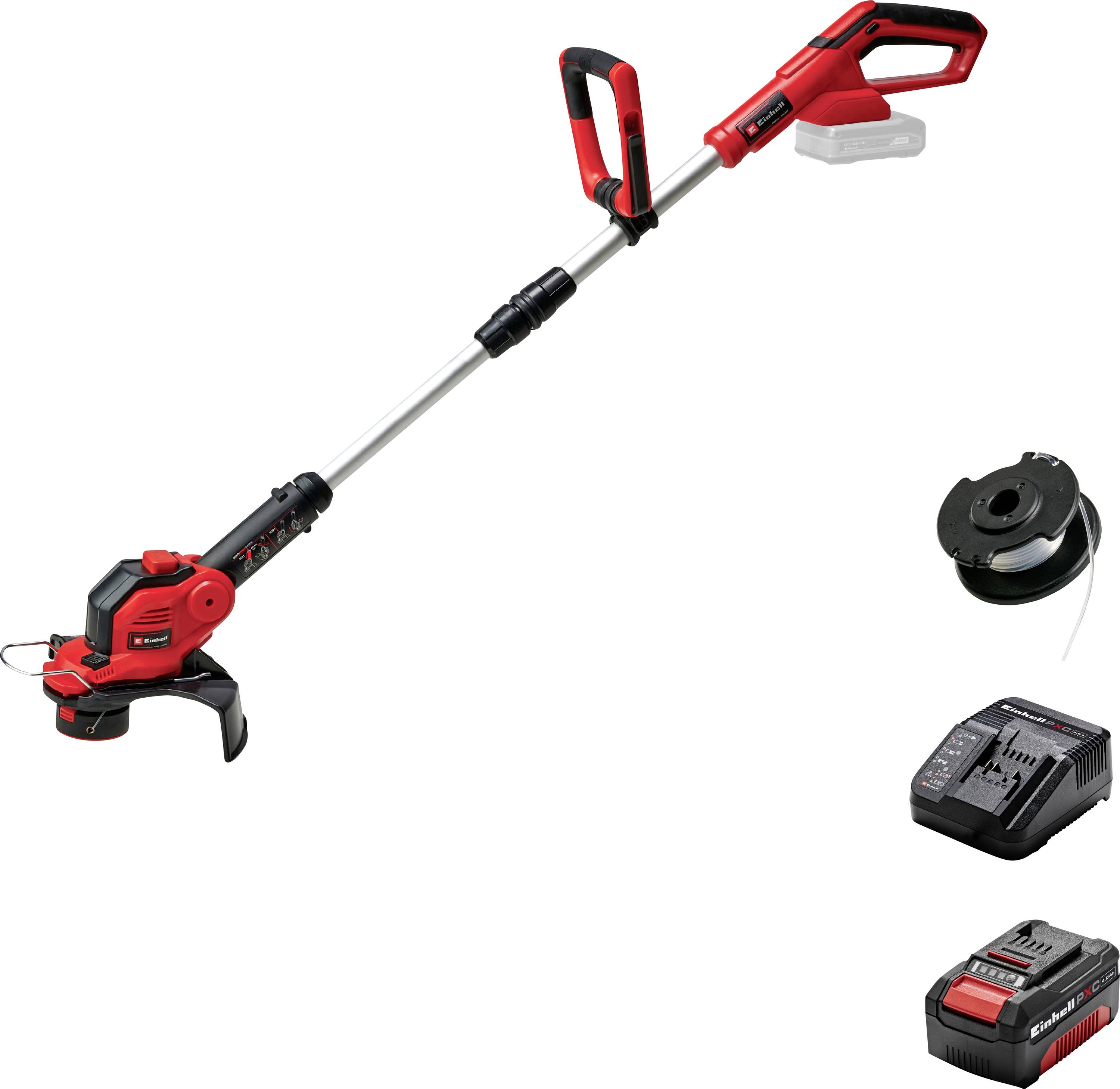 Einhell GE-CT 18/28 Li Set Akku Akku-Rasentrimmer inkl. Akku, Einstellbarer Holm, inkl. Ladegerät, mit Zubehör, Softgrif...