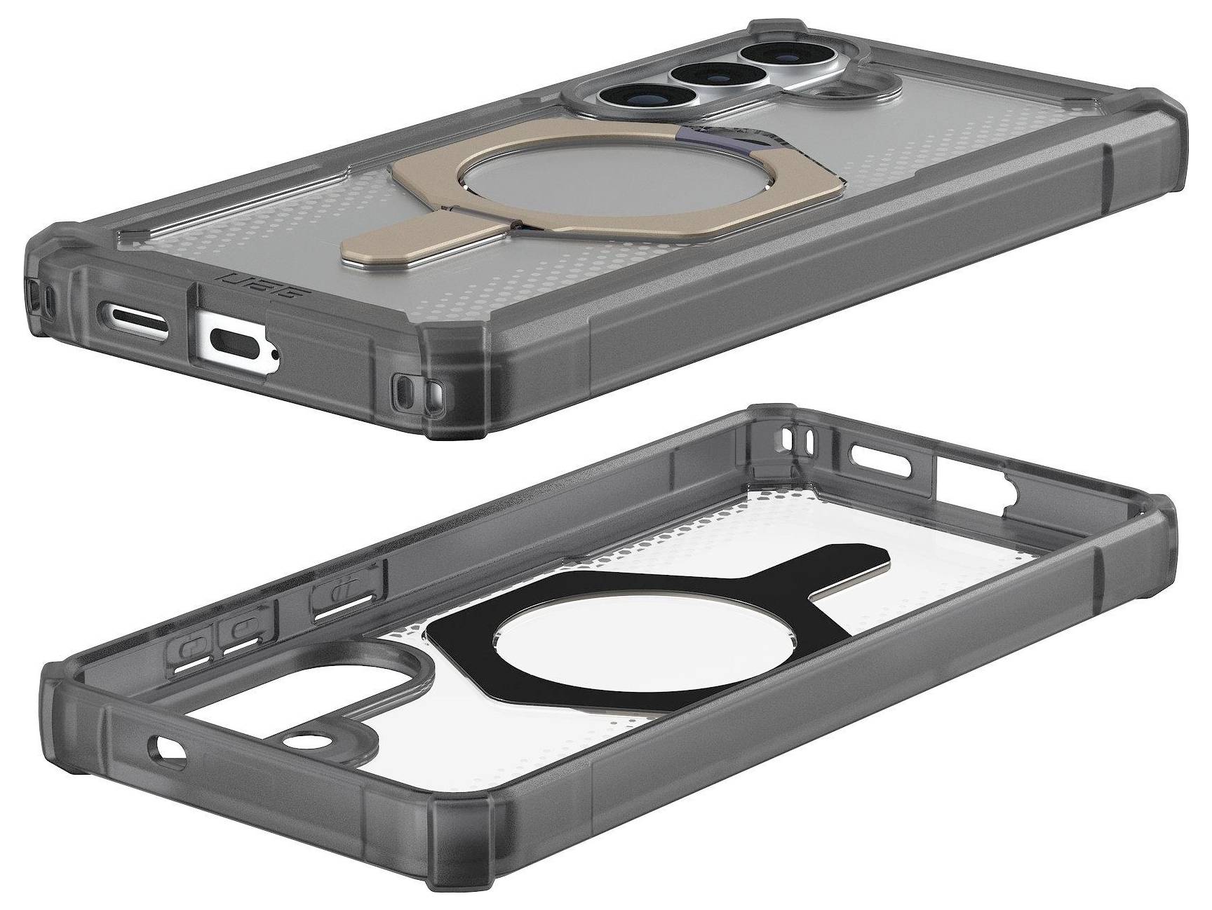 Ein schwarzes Smartphone mit einer Triple-Kamera-Anordnung auf der Rückseite und einem einzelnen LED-Blitz in einem leicht erhöhten, rechteckigen Modul.