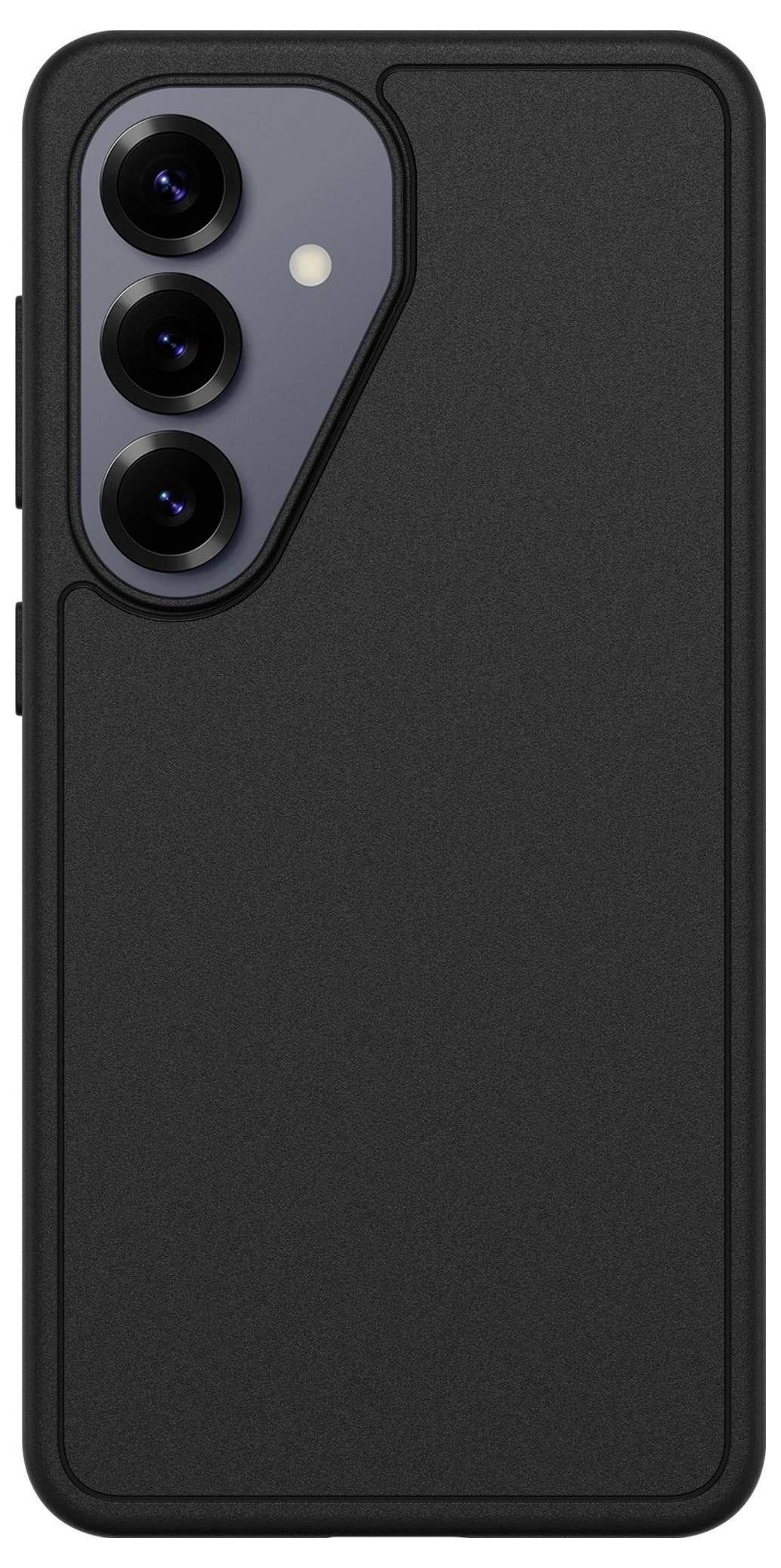 Zwei transparente Smartphone-Hüllen, eine mit Ausschnitt für Dual-Kamera und die andere für eine Einzelkamera, mit geometrischen Mustern.
