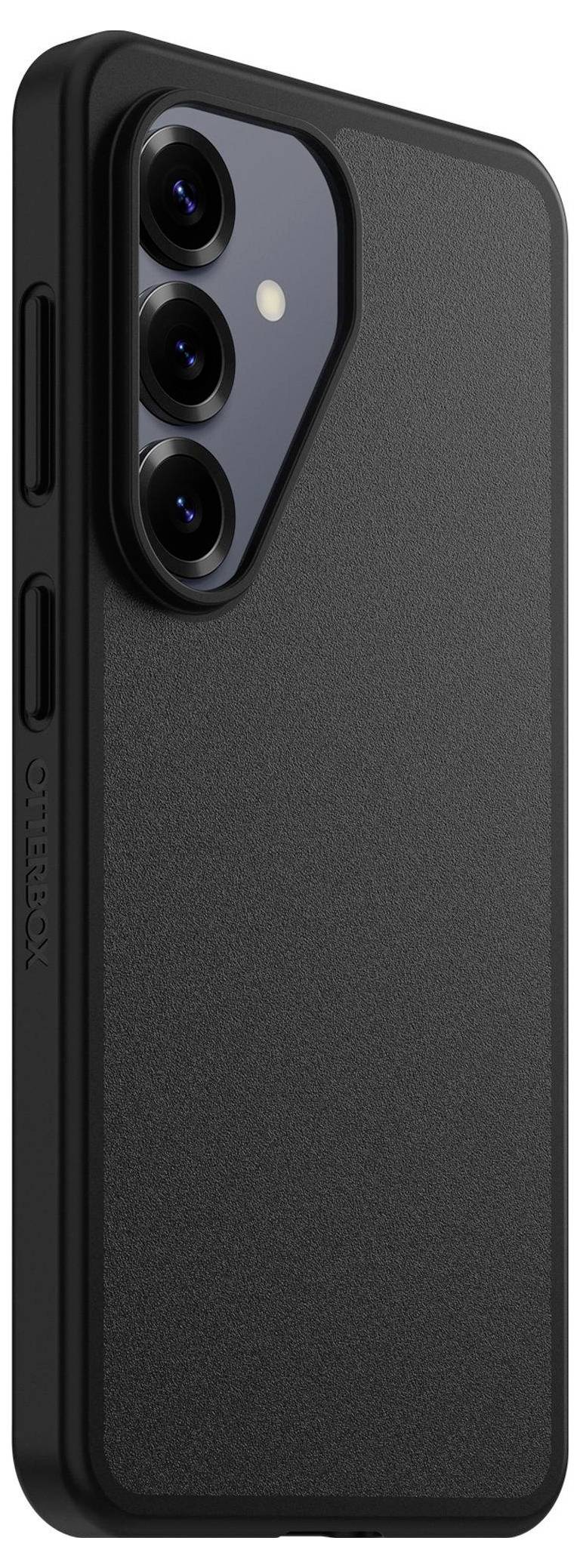 Ein durchsichtiges UAG-Handycase mit Ausschnitten für drei Kameraobjektive und einem großen, zentralen Schlaufendesign auf einem Farbverlaufshintergrund in Violett.