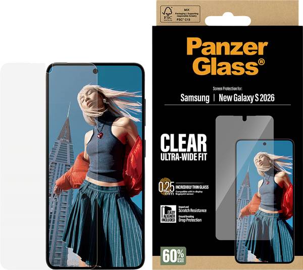 PanzerGlass PanzerGlass - Bildschirmschutz für Handy - ultrabreite Displayschutzglas Samsung Galaxy S26 1 St. PG34506