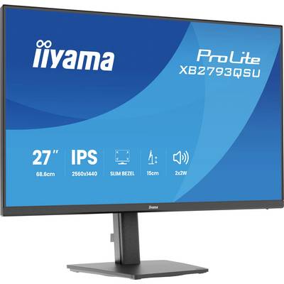 27-Zoll-iiyama-ProLite-XB2793QSU-Monitor mit 2560x1440-Auflösung, schmalem Rahmen und integrierten Lautsprechern.