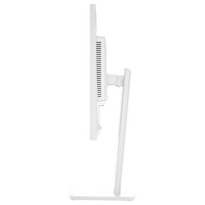 Seitenansicht eines modernen Computermonitors auf einem Ständer, der sein schlankes Design und die verstellbare Neigungs funktion zeigt.