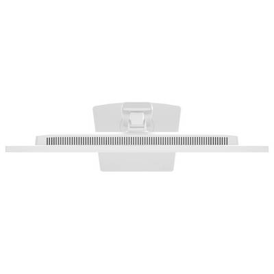 Eine Rückansicht eines schlanken, modernen Computermonitors, die den Ständer und das Lüftungsgitter zeigt und sein minimalistisches Design betont.