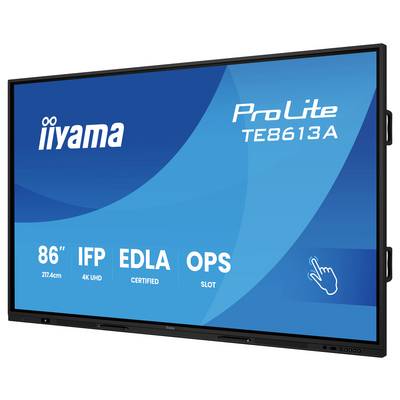 'iiyama ProLite TE8613A' interaktives Flachbilddisplay mit 86-Zoll-4K-UHD-Bildschirm, ELD-zertifiziert, mit OPS-Slot.