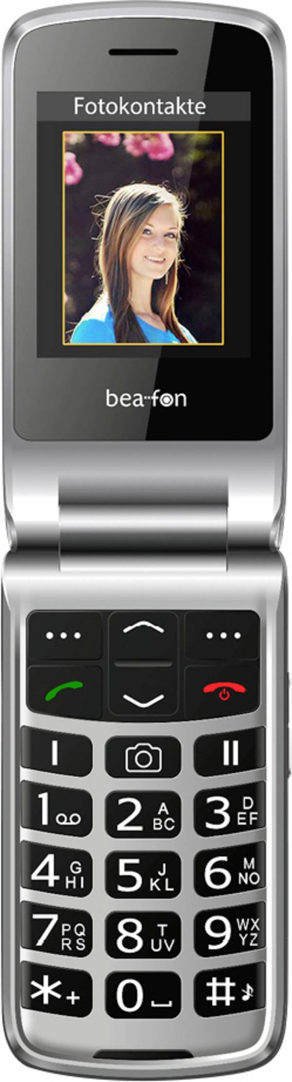 beafon SL645plus LTE Senioren-Klapp-Handy IP54, mit Ladestation, SOS Taste, SOS-Funktion Schwarz, Silber