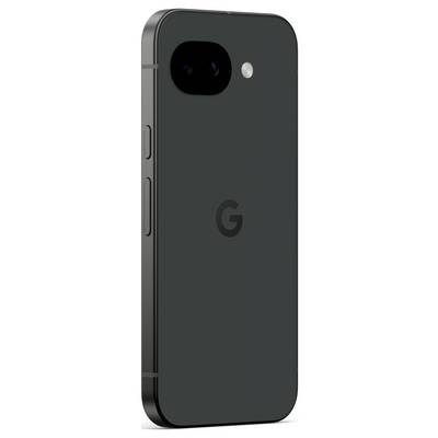 Ein schlankes, schwarzes Smartphone, von hinten gezeigt, mit einem einzelnen Kameraobjektiv und Blitz, mit einem "G"-Logo in der Mitte.