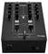 Ein schwarzer DJ-Mixer mit mehreren Knöpfen, Schiebereglern und Anschlussanschlüssen; gekennzeichnet mit "PM-202F".
