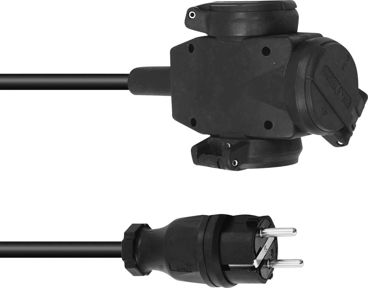 PSSO Strom Verlängerungskabel [1x Schutzkontakt-Stecker - 3x Schutzkontakt-Steckdose] 10 m Schwarz