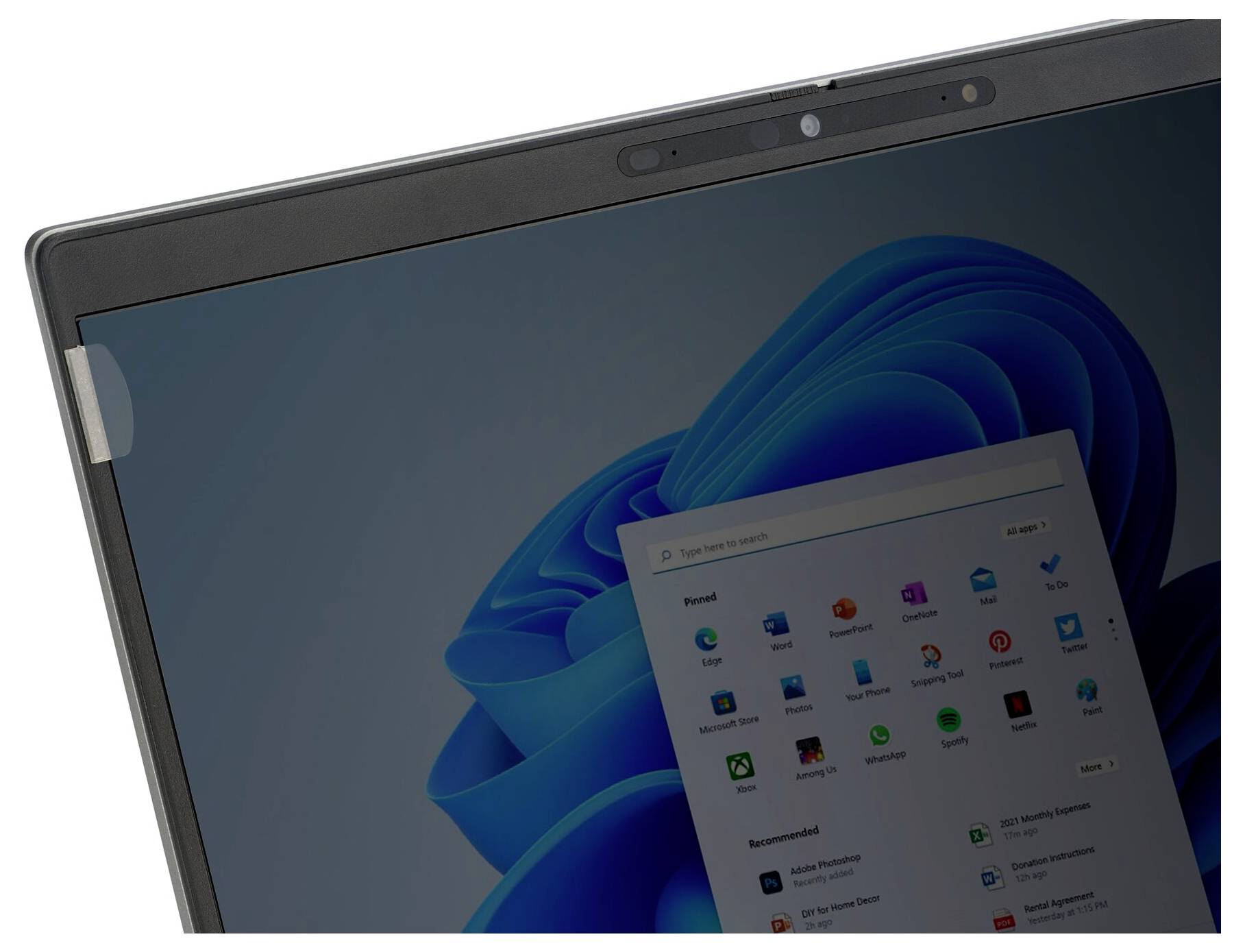 Ein Laptop-Bildschirm zeigt eine Windows-Betriebssystem-Desktopoberfläche mit sichtbaren Anwendungssymbolen.