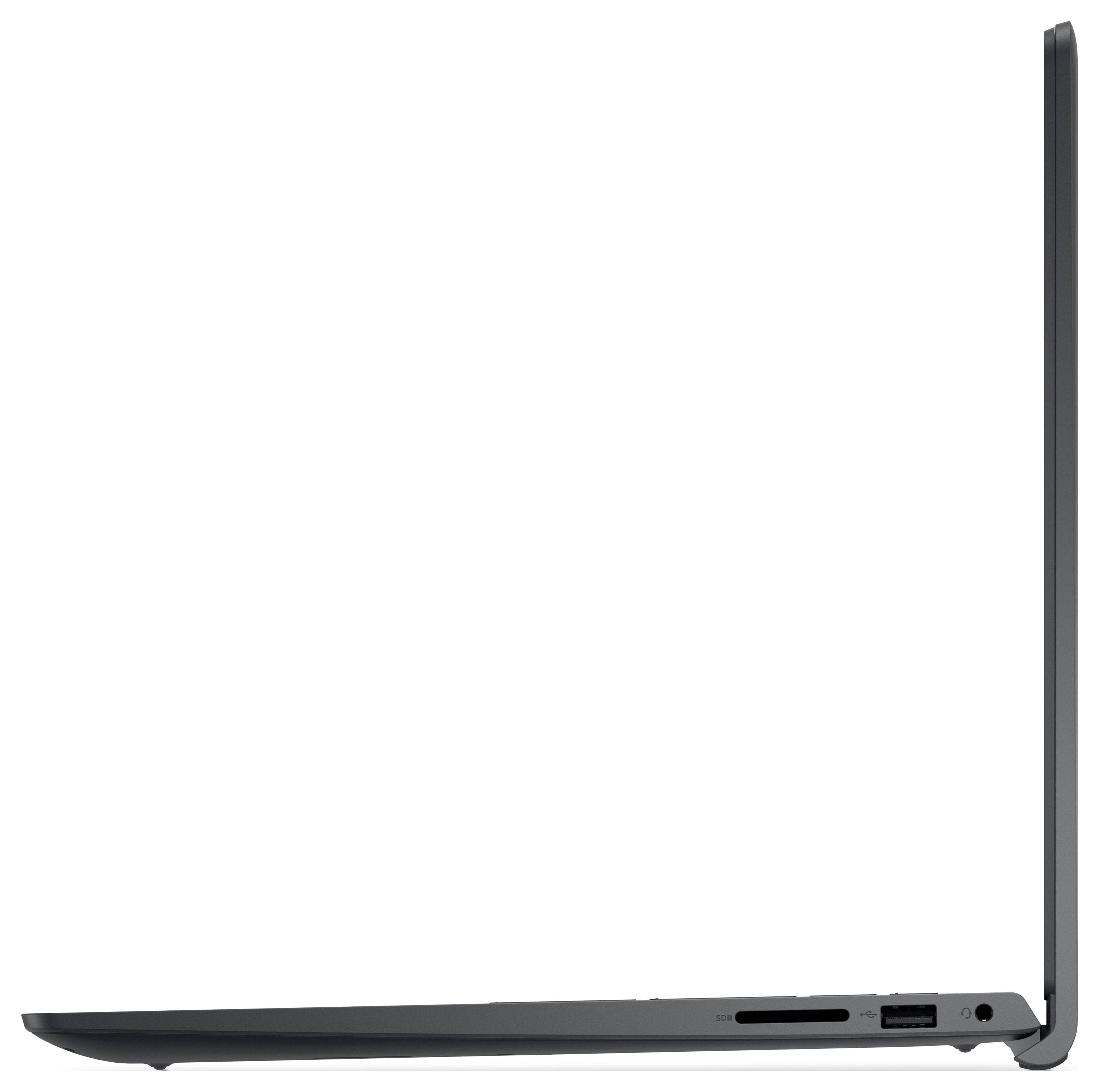 Ein dünner, leichter Laptop, teilweise geöffnet, von der Seite betrachtet, zeigt sein schlankes Profil, USB- und HDMI-Anschlüsse sind sichtbar.