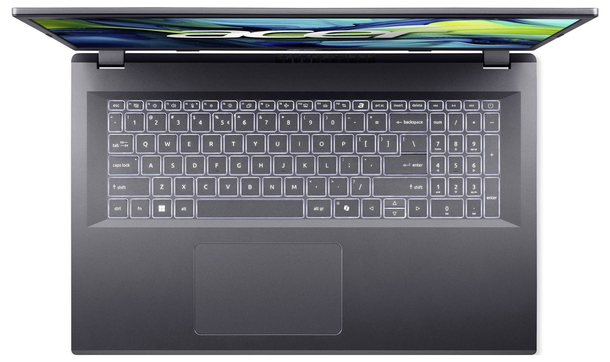 Seitenansicht eines dünnen schwarzen Laptops, teilweise geöffnet mit farbenfrohem Bildschirmdisplay und sichtbaren Anschlüssen auf der rechten Seite.