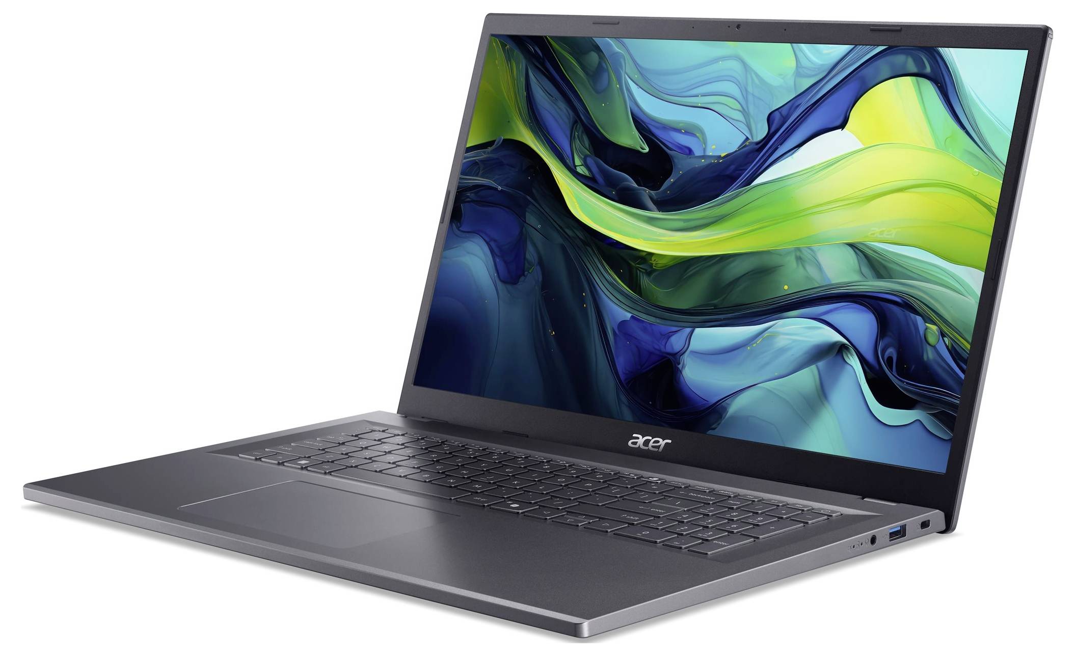 Geschlossener dunkelgrauer Acer-Laptopdeckel mit zentriertem Acer-Logo auf einfachem Hintergrund.