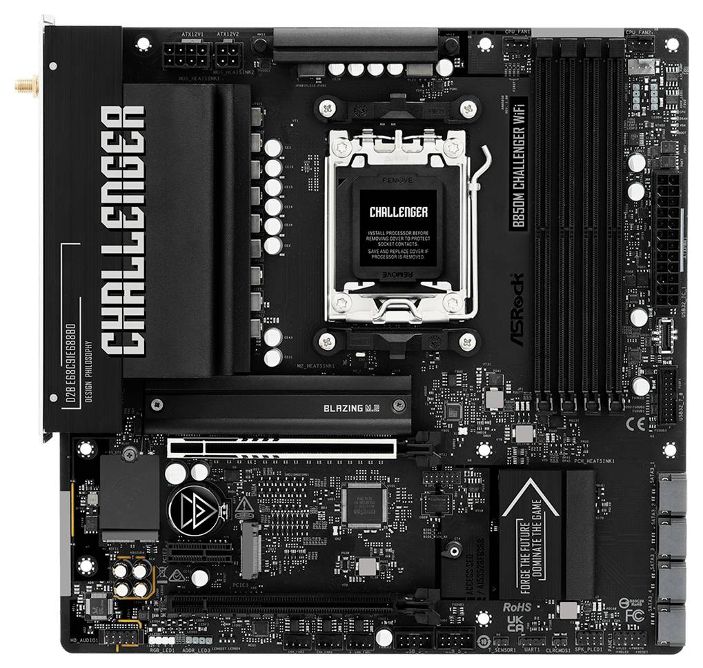 ASRock B850M Challenger WiFi AM5 m Mainboard Sockel (PC) AMD® AM5 Formfaktor (Details) Micro-ATX Mainboard-Chipsatz AMD®-2