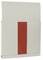 Ein minimalistisches weißes Wandpaneel mit einem vertikalen roten Streifen in der Mitte.