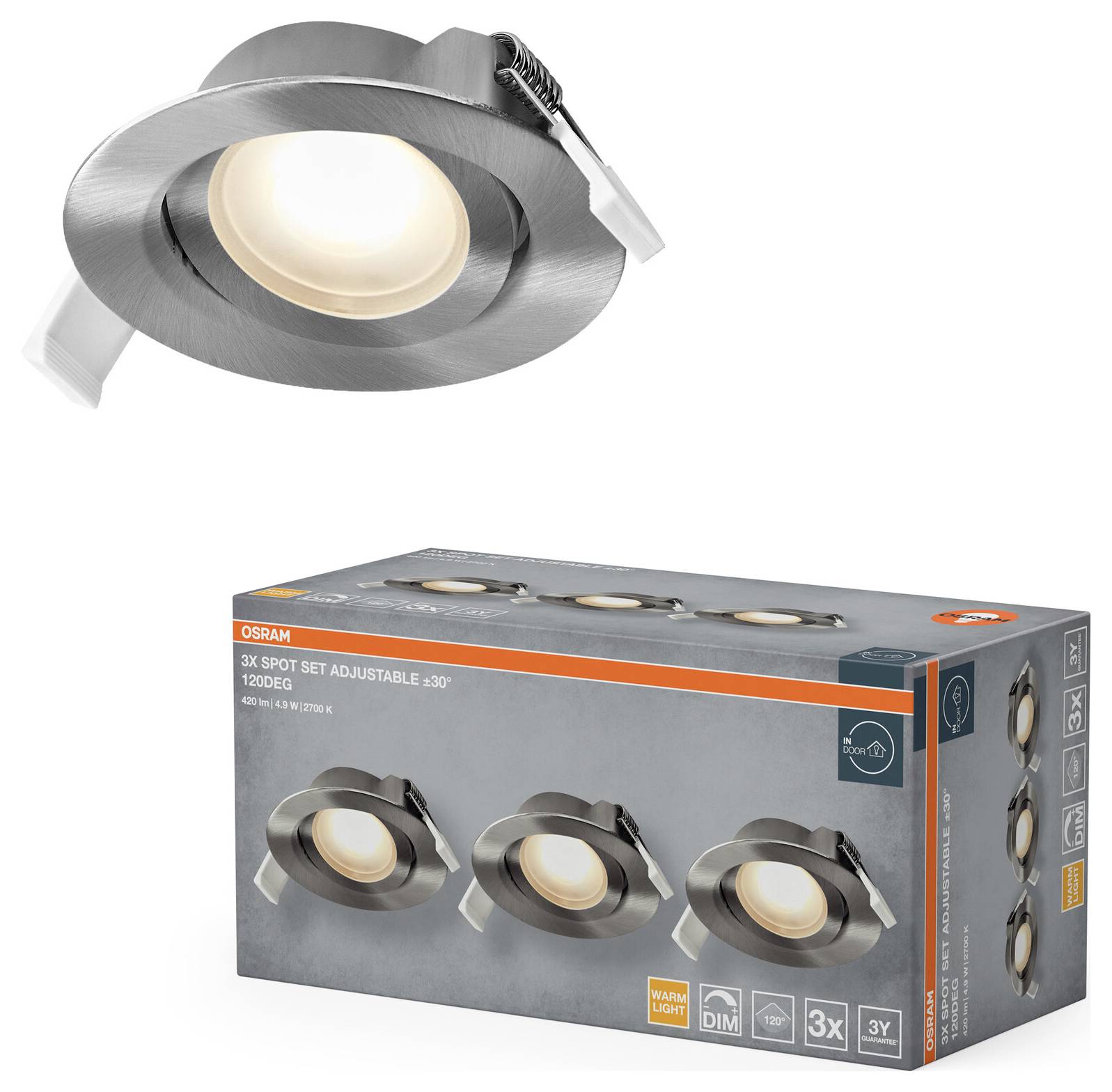 OSRAM HOMELIGHTING 4058075853799 Deckenstrahler, LED-Deckenstrahler LED-Modul LED fest eingebaut Satin-Nickel-1