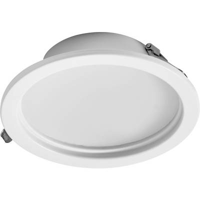 Eine runde, weiße Einbauleuchte für die Decke mit glatter, bündiger Ausführung.