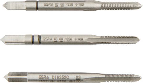 GSR B00105130 Handgewindebohrer metrisch M3 DIN 352 HSS-G 3 St.