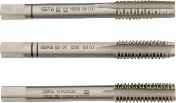 GSR B00105210 Handgewindebohrer metrisch M8 DIN 352 HSS-G 3 St.