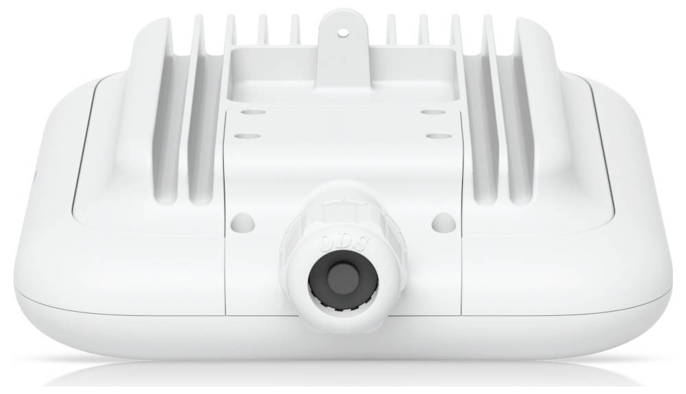 Ein weißer Outdoor-WLAN-Zugangspunkt mit Antennenhalteurung und wetterfestem Design, geeignet für hochleistungsstarke Konnektivität.
