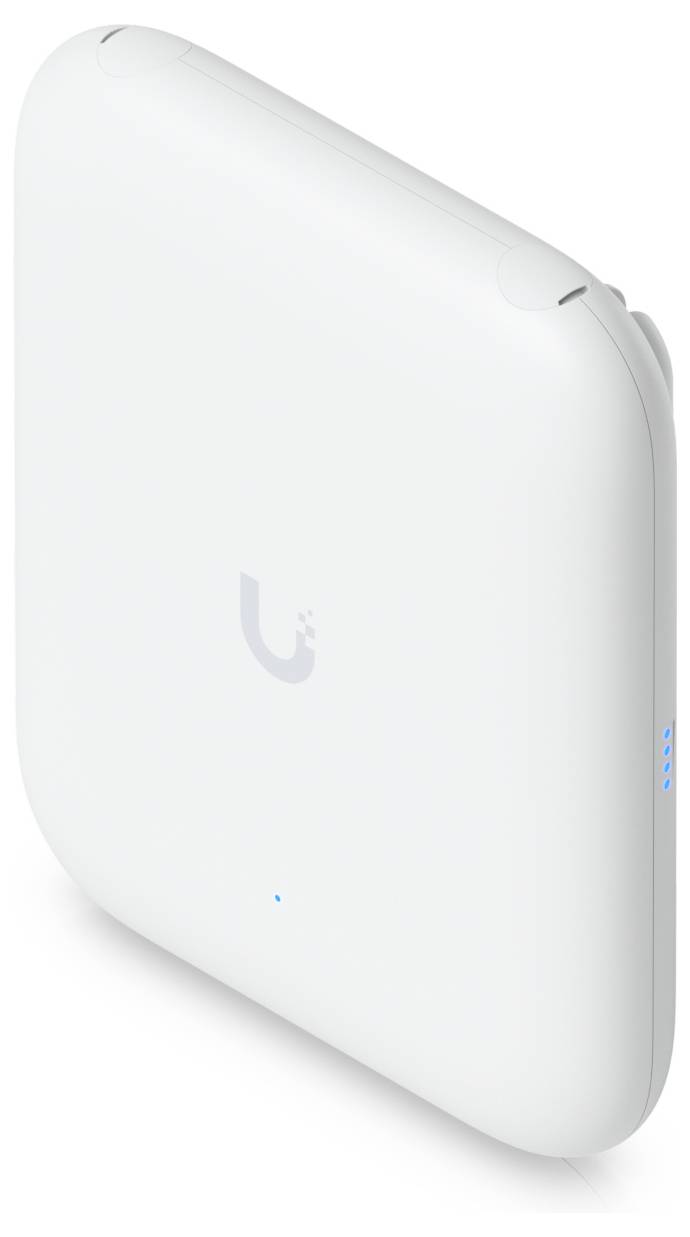 Ein weißes Netzwerkgerät mit zwei Ethernet-Anschlüssen und einer Reset-Taste, das für Netzwerkverbindung und Stromverwaltung verwendet wird.