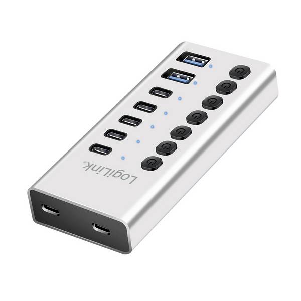 LogiLink UA0447 USB-Hub 5+2 Port USB-A, USB-C® USB 3.2 Gen1 5 GBit/s  Aluminium UA0447
