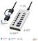 USB-C Thunderbolt 3/4 kompatible 5-Gbps-Aluminium-Hub mit mehreren USB-Anschlüssen, individuellen Schaltern, Überladeschutz, Plug-and-Play-Funktion und hervorragender Wärmeableitung.