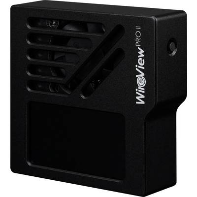 Ein schwarzes WrioView PRO II-Gerät, das sein kompaktes, rechteckiges Design mit einem Gitter und einem vorderen Etikett mit der Modellbezeichnung zeigt.