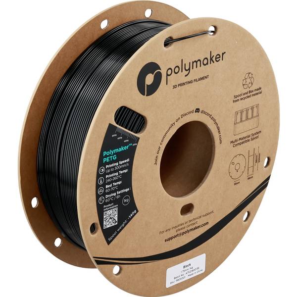 Polymaker PB05001  Filament PETG Highspeed Filament 1.75 mm 1000 g Black, Schwarz  1 St.
