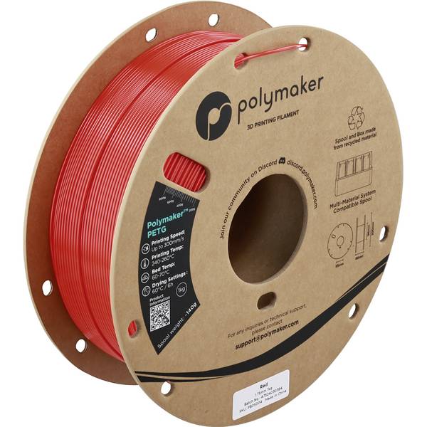 Polymaker PB05004  Filament PETG Highspeed Filament 1.75 mm 1000 g Rot  1 St.